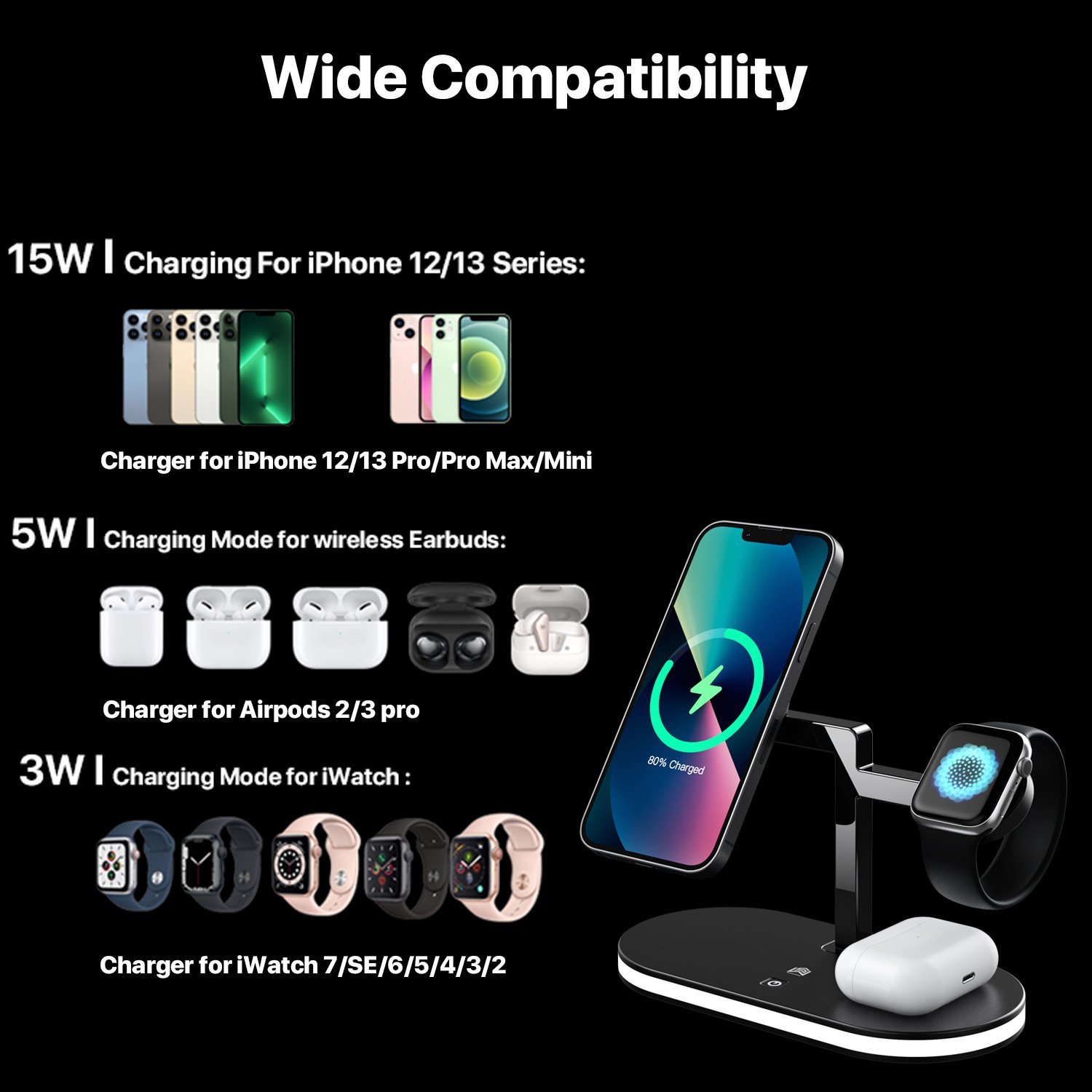 Three-in-one Magnetic Wireless Charger Small Night Lamp Function - Image 3