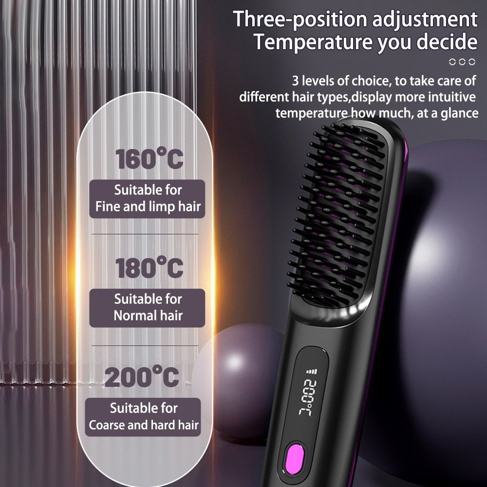 2 In 1 Straight Hair Comb Wireless Hair Straightener - Image 5